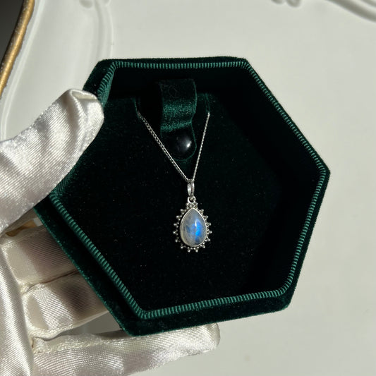 Maansteen Ketting -  925 Sterling Zilver - Echte edelsteen - Nikkelvrij