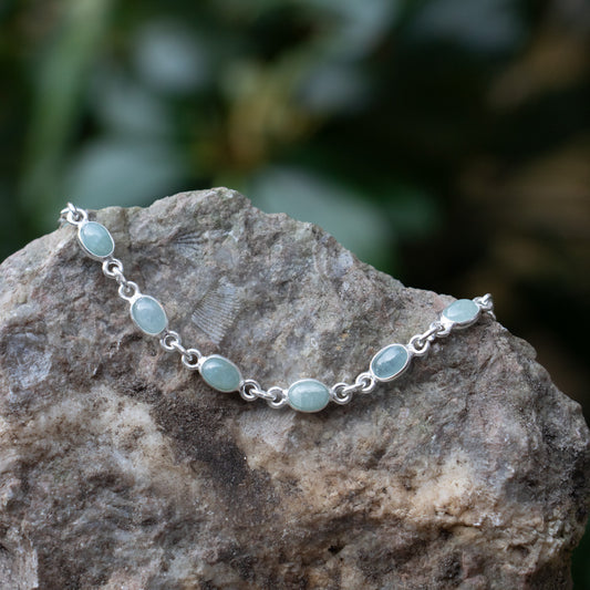 Chalcedoon Armband - 925 Sterling Zilver - Echte Edelsteen - Nikkelvrij