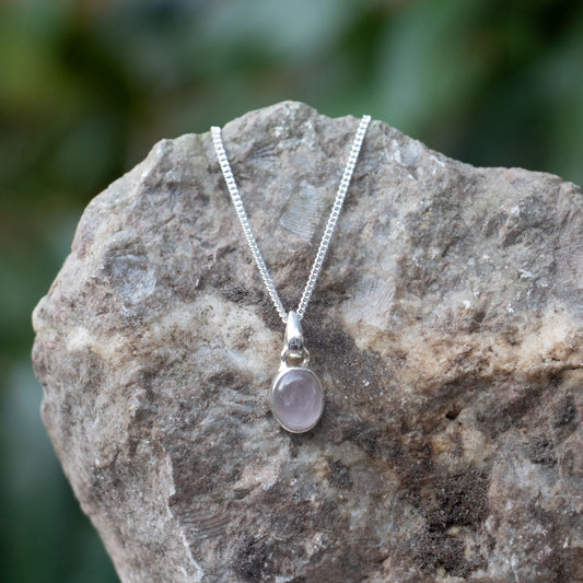 Silver Rose Quartz Necklace