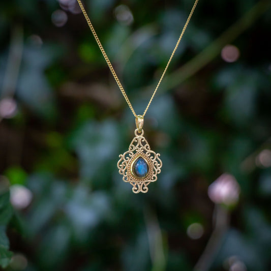 Gold Plated Labradorite Necklace - Protection &amp; Positivity